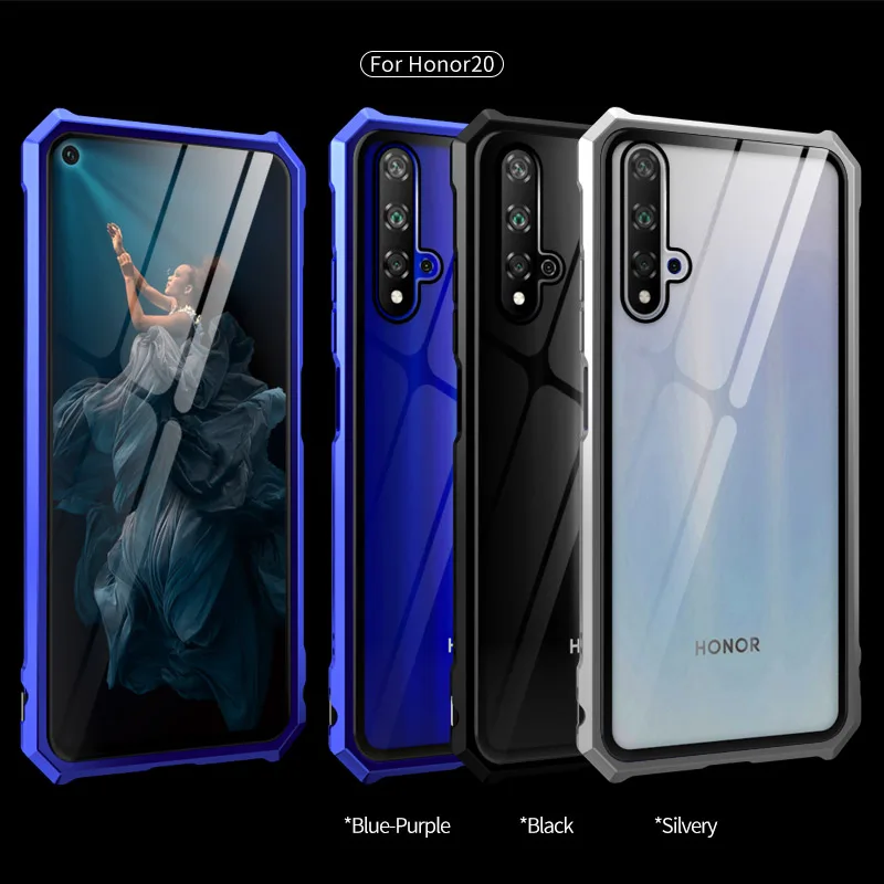 Для huawei Honor 20 чехол Honor20 бампер металлическая алюминиевая рамка крышка с закаленным стеклом чехол для huawei Honor 20 чехол