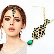 Этнические индийские украшения для волос для женщин, Кристальные капли воды, повязка на голову, повязка на голову, свадебные аксессуары для волос