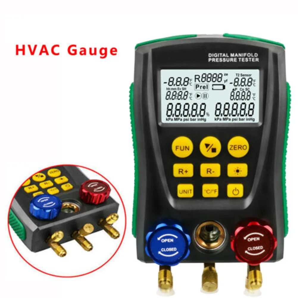 

Tool Electronic Durable Temperature LCD Inspection Tester Meter Cold Medium Professional Refrigeration Pressure Gauge Digital