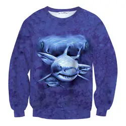 Новейшие Tie Dye Акула 3D новинка толстовки ужасный животных Для мужчин Для женщин с длинным рукавом Пуловеры для женщин синий смешно пота Топы
