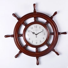 European large size 30.5 inches rudder brown wood wall clock mute upscale luxury living room bedroom home decoration wall clock