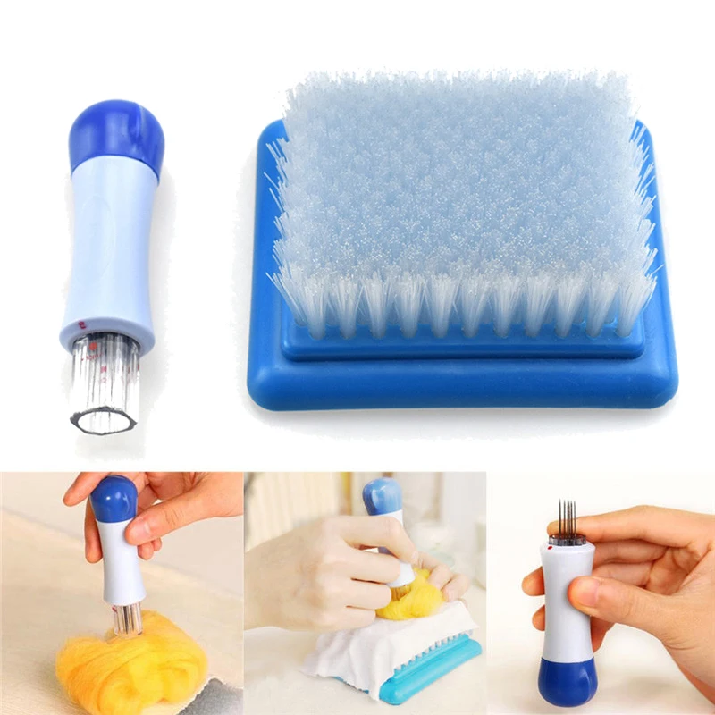 

2pcs/set Wool Felt Background Brush Felting Needles Set Embroidery Stitching Punch Craft Tool Felting Needles With 7pcs Needles