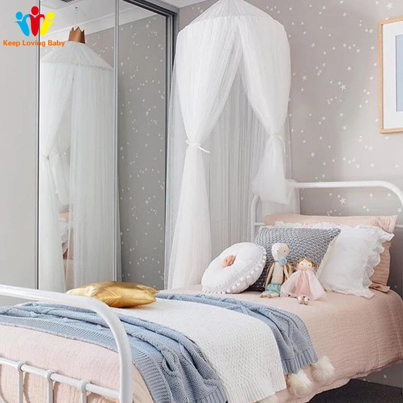 Хлопок круглая детская кровать с москитной сеткой, украшение для детской комнаты, детская кроватка с сеткой Детская кроватка сетка-палатка; наряд для фотосессии 240 см