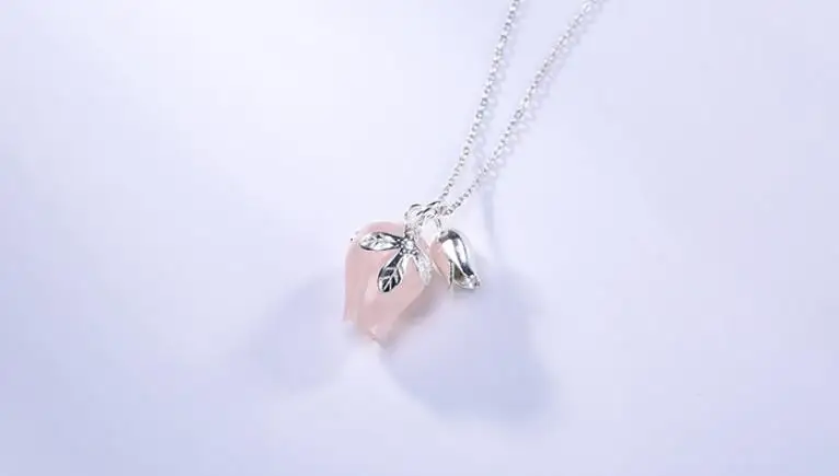 

Sterling S925 925 silver Necklace Quartz orchid Sweety Pendant sweater chain