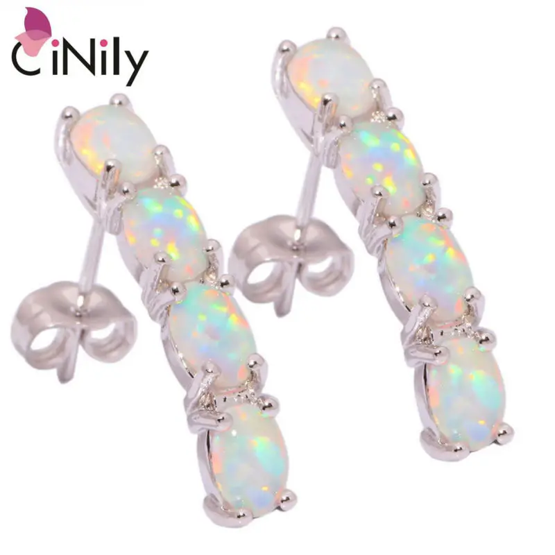 

Hot Sell ! Beautiful Wholesale Women Jewelry White Fire Opal 925 Silver Stamp Stud Earrings 25mm OH1406