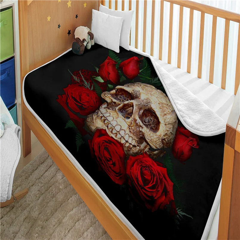 

2019 Nap blanket Super Soft Cozy Velvet Plush Throw Blanket Floral Skull Modern Line Art Sherpa Blanket for Couch Throw Travel