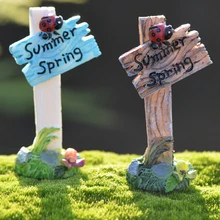 Горячая Распродажа DIY Аниме Реквизит Мини Божья коровка указатель дома микро Фея Декоративные Украшения из полимера для сада ремесла Статуэтки игрушечные модельки