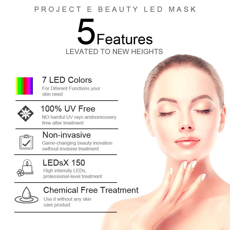2 Types 7 Colors Electric Led Facial Mask Face Mask Machine Light Therapy Acne Mask Neck 5