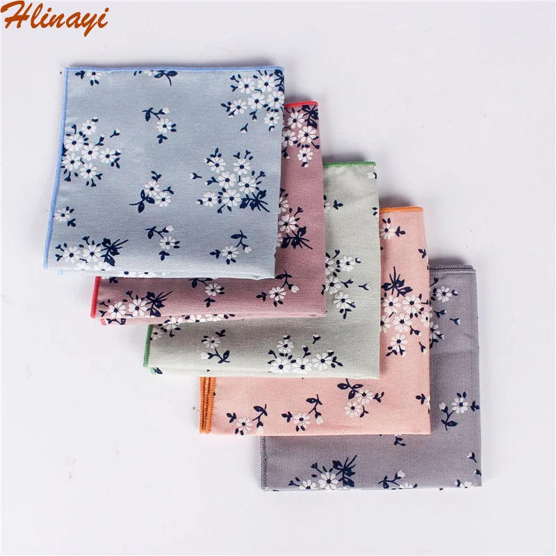 

Hlinayi 2019 Pocket scarf men's fresh and fragmented idyllic printed cotton square towel suit dress pocket