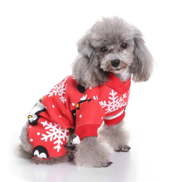 Christmas Dog Clothes Penguins Snowflake Pet Jumpsuit Winter Warm