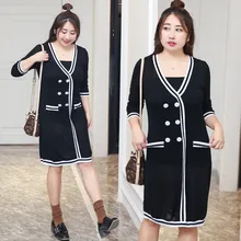 Autumn new long knit dress xl-xxxxl plus size women