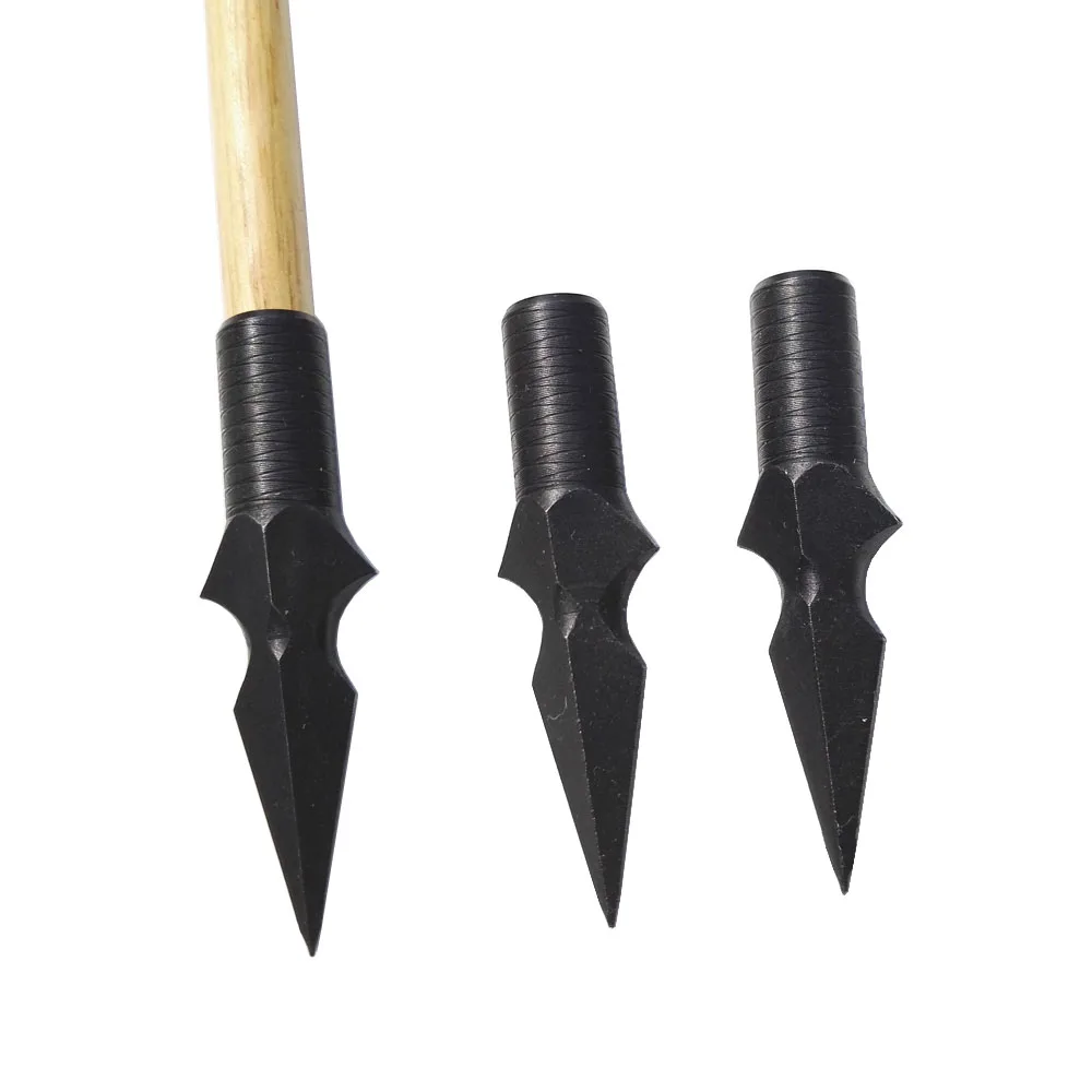 6pcs Black Archery Arrow Broadhead Alloy Steel Arrow Tips Crossbow