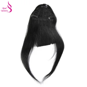 Real Beauty-flequillo de cabello humano liso, extensión de cabello chino Remy, flequillo de 20 gramos, negro Natural, 100% Natural