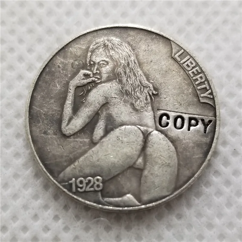 Хобо Никель Coin_Type# 45_1928-D с гравировкой в виде американского бизона из никеля МОНЕТА КОПИЯ