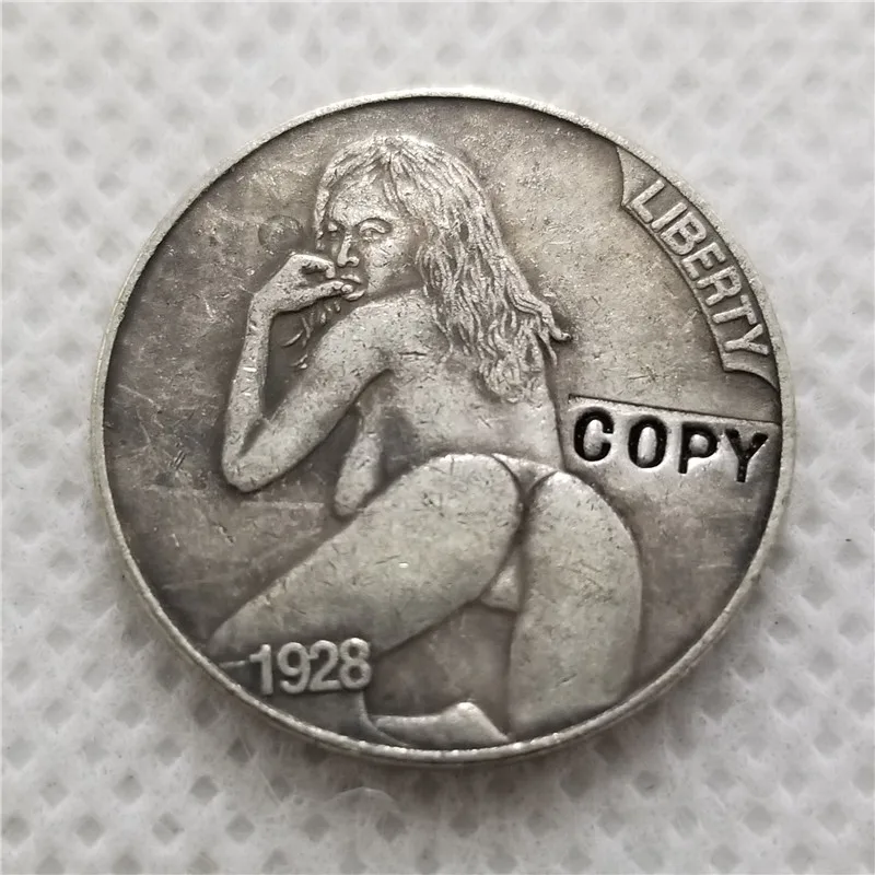 

Hobo Nickel Coin_Type #45_1928-D BUFFALO NICKEL COIN COPY FREE SHIPPING