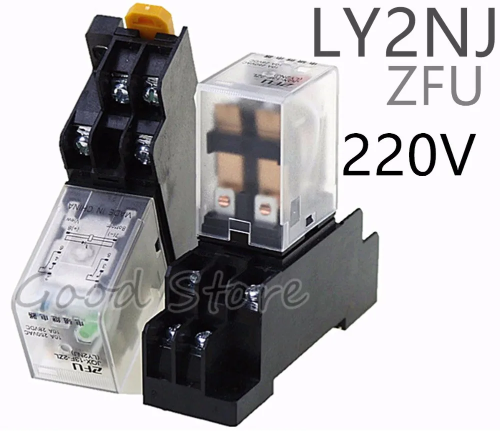 10A AC220V Coil Power Relay LY2NJ HH62P 8 Pins 2 Open 2 Close With Socket UULK