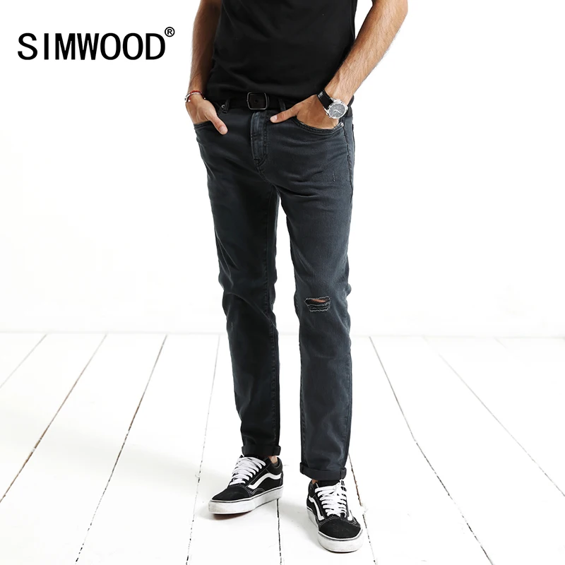 SIMWOOD брендовые джинсы мужские 2019 весна новые модные джинсовые рваные брюки Slim Fit