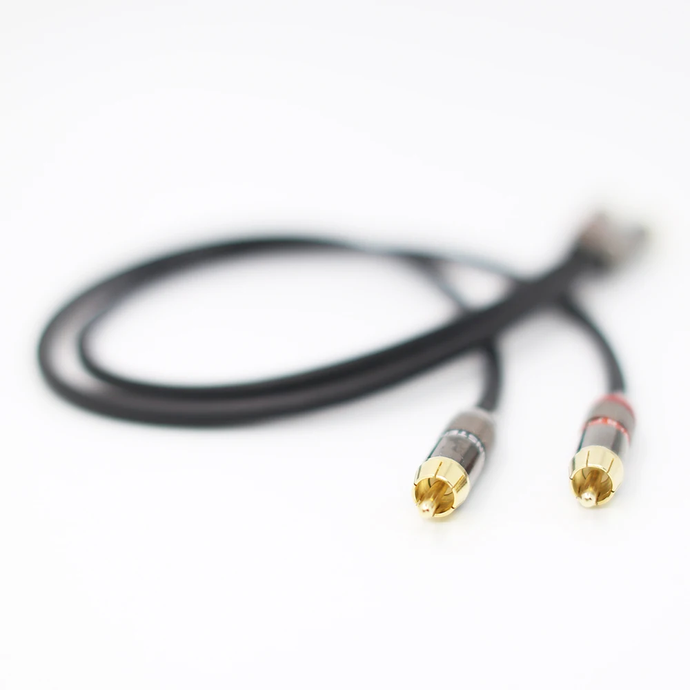 Baratos 1 par de alta fidelidad de la OFC A53 RCA cable de interconexión con oro 24K platedRCA macho HI End RCA Cable de interconexión