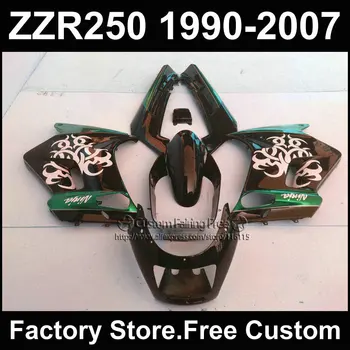 

7gifts ABS motorcycles fairings kit for Kawasaki ZZR-250 ZZR250 1990 1992 2007 ZZR 250 90-07 black green body fairing parts