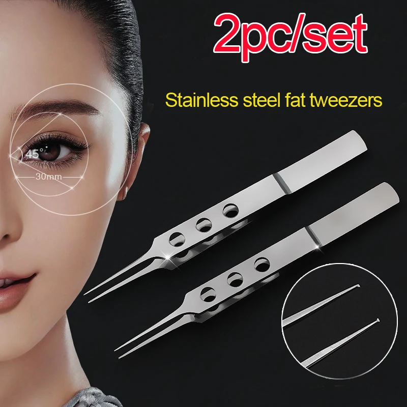 

Beauty Health Makeup Eyelid hook toothed forceps Eyebrow Tweezer Makeup tools/accessories 2pc/set