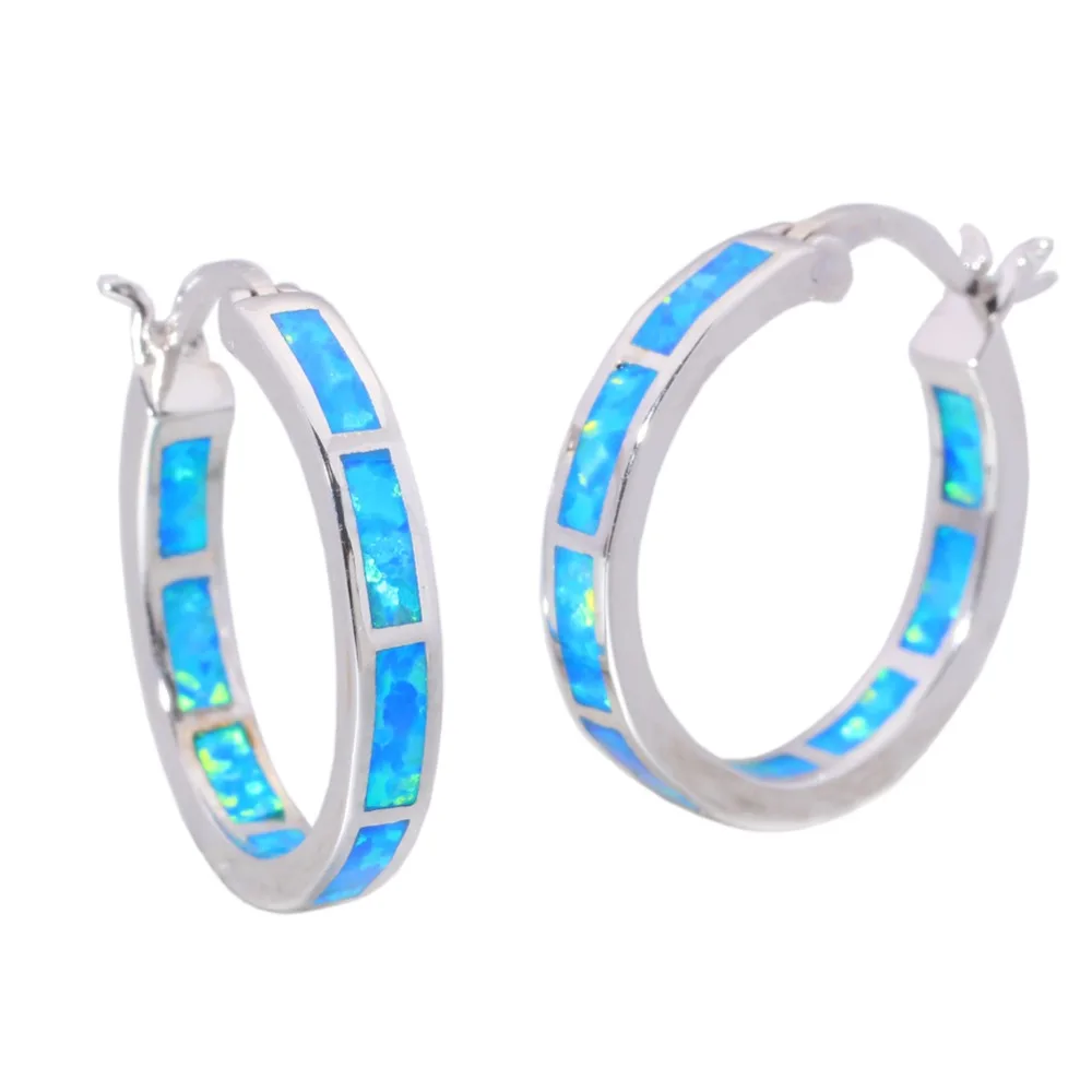 CiNily Аутентичные. 925 серебро, созданные сине-белые огненный опал для Для женщин Свадебные украшения серьги-кольца SE010-11