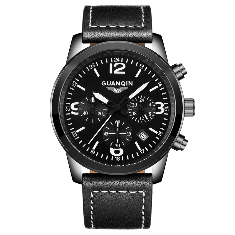 

GUANQIN GS19037 Casual Watches Brand Luxury Men's Quartz Watch Waterproof Sport Military Watches Men Leather relogio masculino
