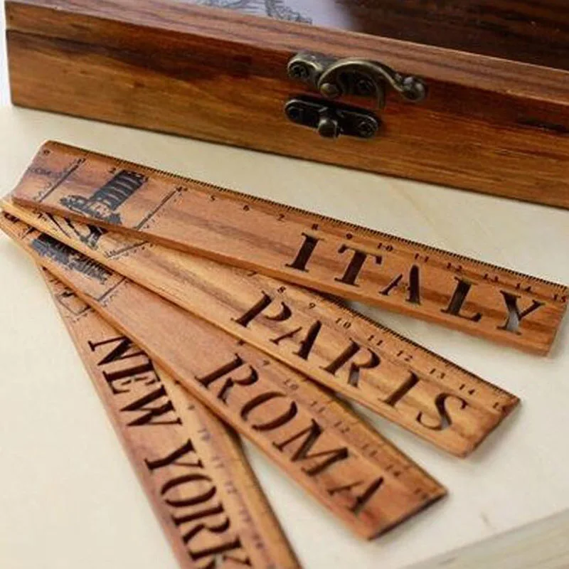 

1 Pcs Vintage Hollow Wooden Paris Tower Italy New York Roma Architecture Ruler For Kids Gift Straight Ruler Stationery