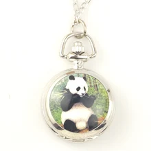 Прекрасный панда Карманный кармашек для часов Часы для мужчин и женщин подарок с цепочкой Высокое качество кулон Nacklace
