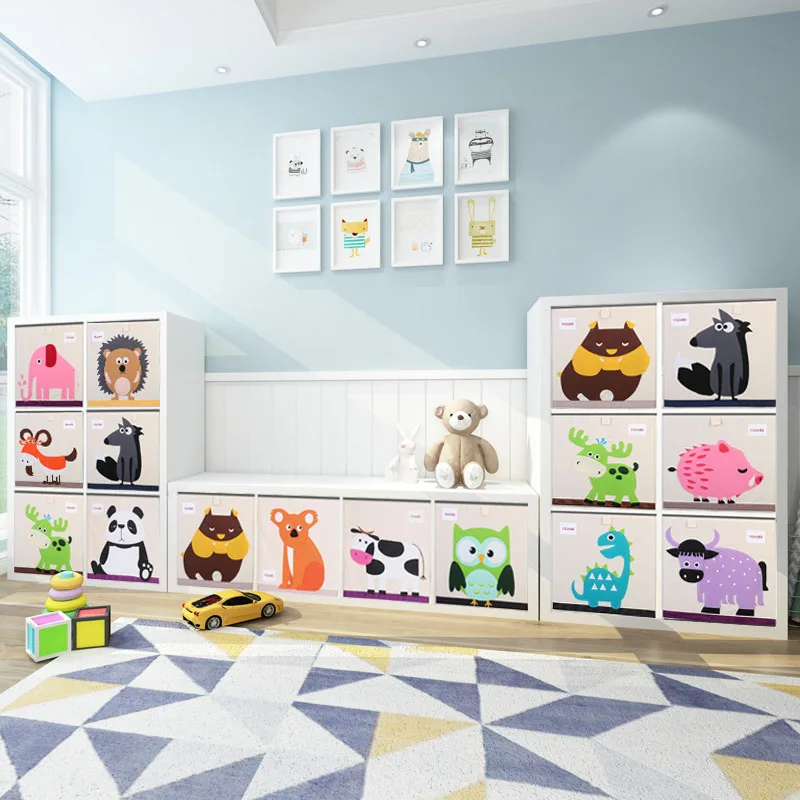 3d мультяшный ящик для хранения животных, детский игрушечный Органайзер, складная корзина для хранения одежды, офисный органайзер, шкаф для хранения, полка для книг