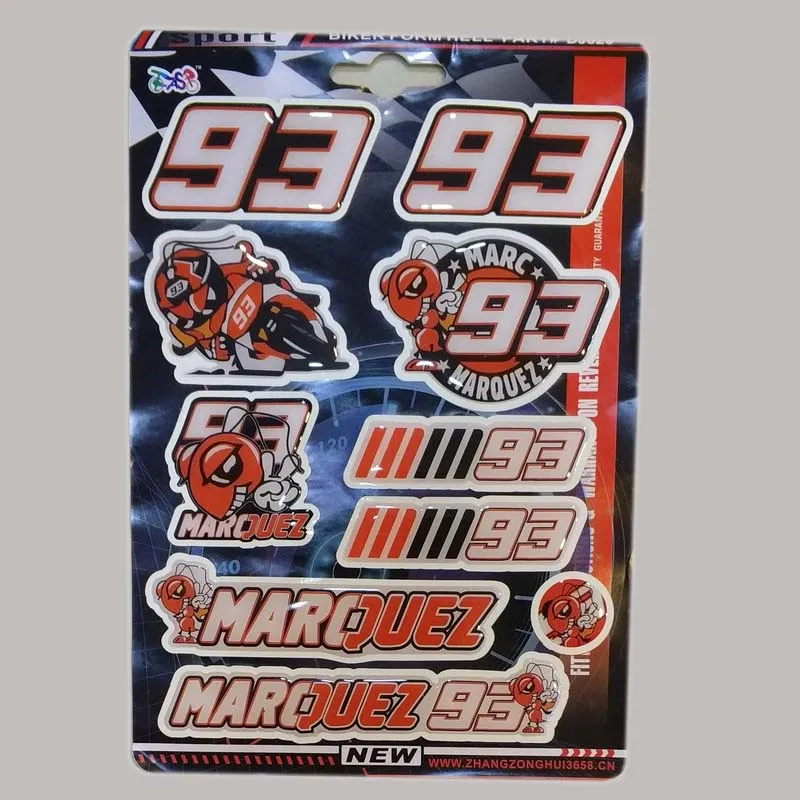 

New Resin Gel Motorcycle Applique #93 Fan Sticker Super Cool Personal Decal