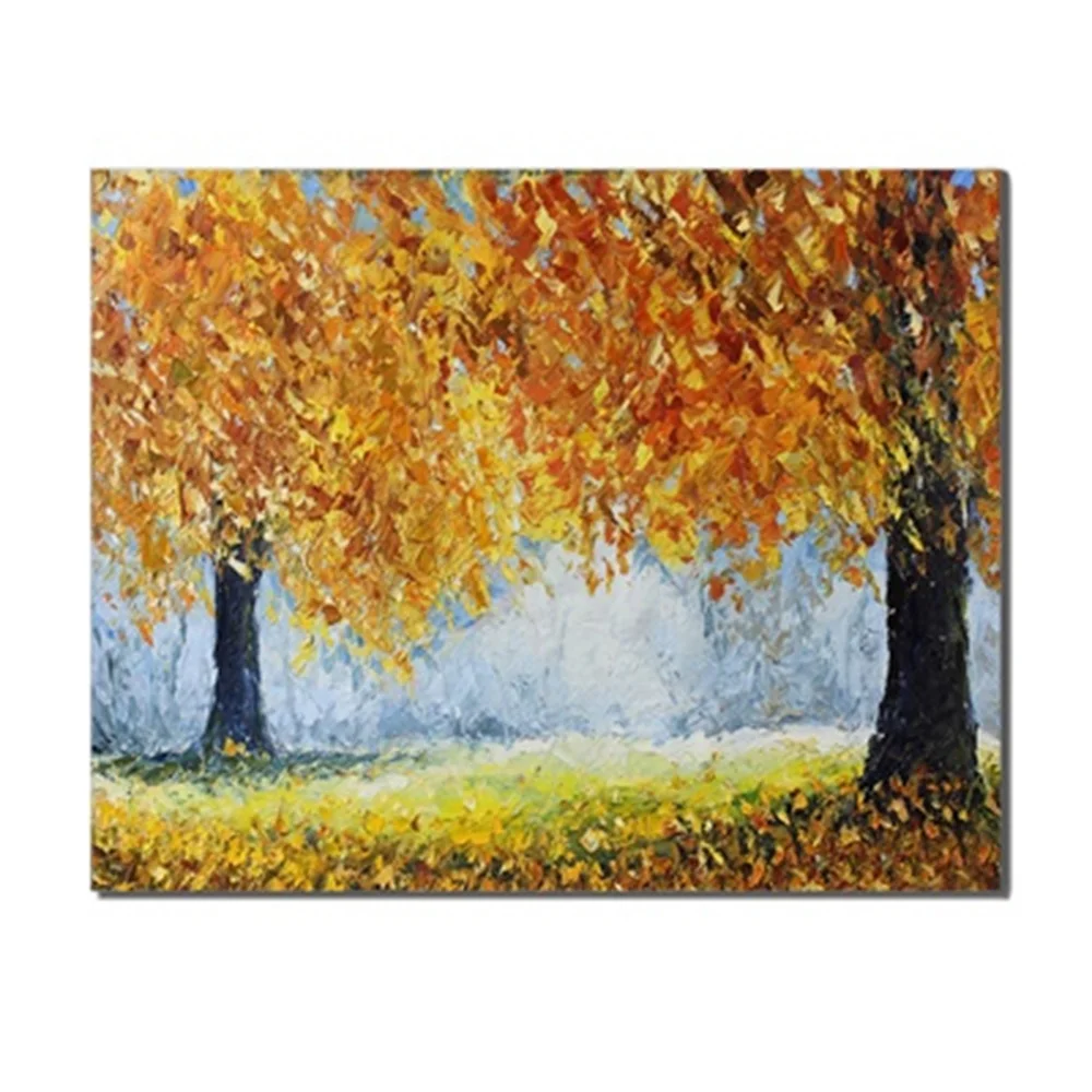 

Frameless Autumn Tree Leaves Landscapes Fashion Scene Printed On Canvas Oil Painting Creative Artwork Unique Gift For Home Decor