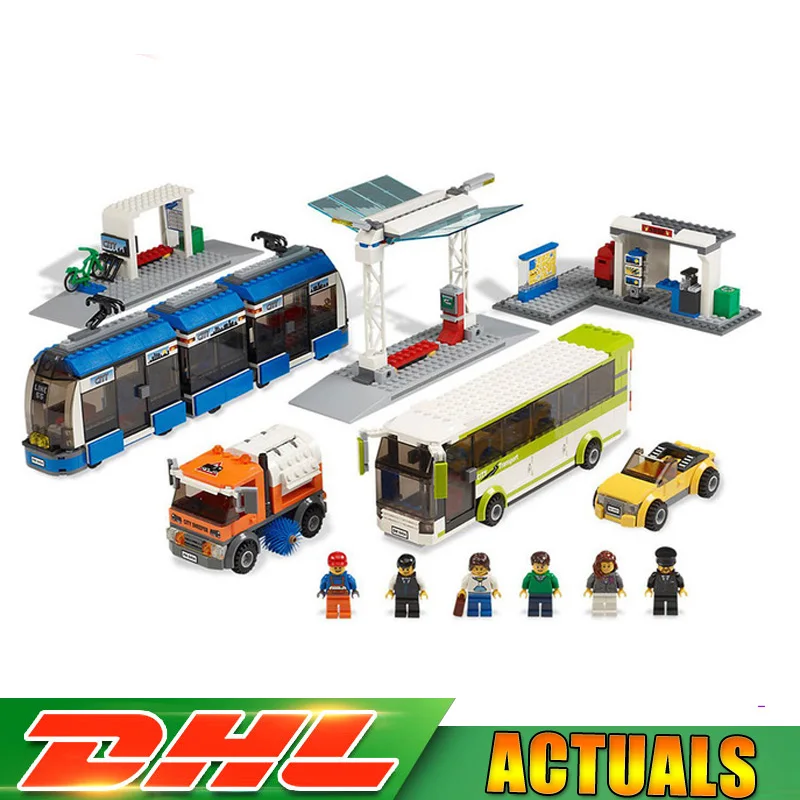 

IN Stock Lepin Blocks 02023 The City Public Transport Station Set Compatible Legoings Toys 8404 Building Bricks Bus Train Car