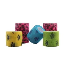 4 шт./партия, масштабируемость, сплоченный спортивный эластопласт, эластичный бинт, цветной напечатанный бандаж для медицинского ухода за животными