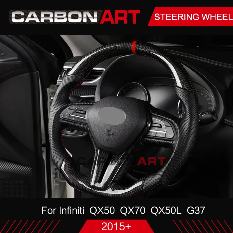 

Carbon Fiber Glossy Black Universal Steering Wheel Replacement Suitable For Infiniti QX70 QX50 Q50 G37 carbon steering wheel