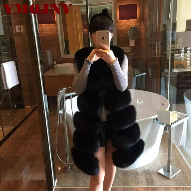 

YMOJNV High quality Fur Vest coat Luxury Faux Fox Warm Women Coat Vests Winter Fashion furs Women's Coats Jacket Gilet Veste 4XL