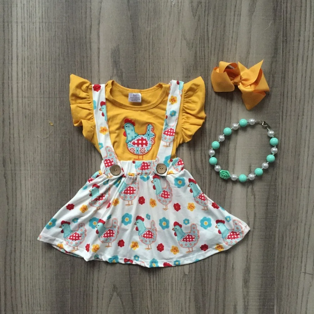 

baby girls summer dress clothing girls yellow dress children roosters dress girls boutique dress with accessories