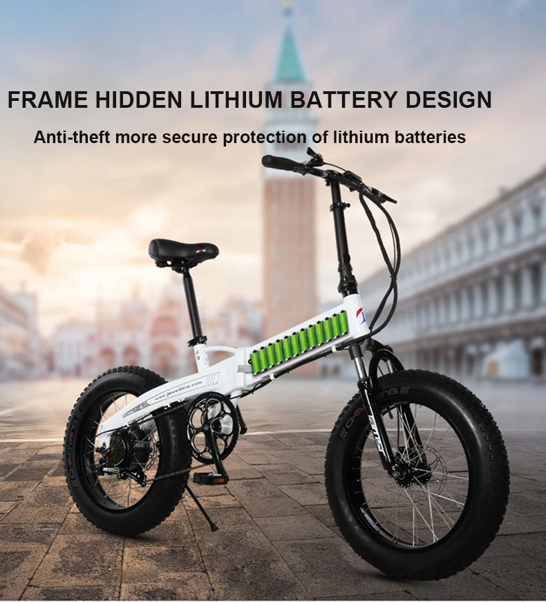 Discount Folding electric bike 20 inches 4.0snow fat tires 36v li-ion battery power battery 350W variable-speed electric bicycle adult 11