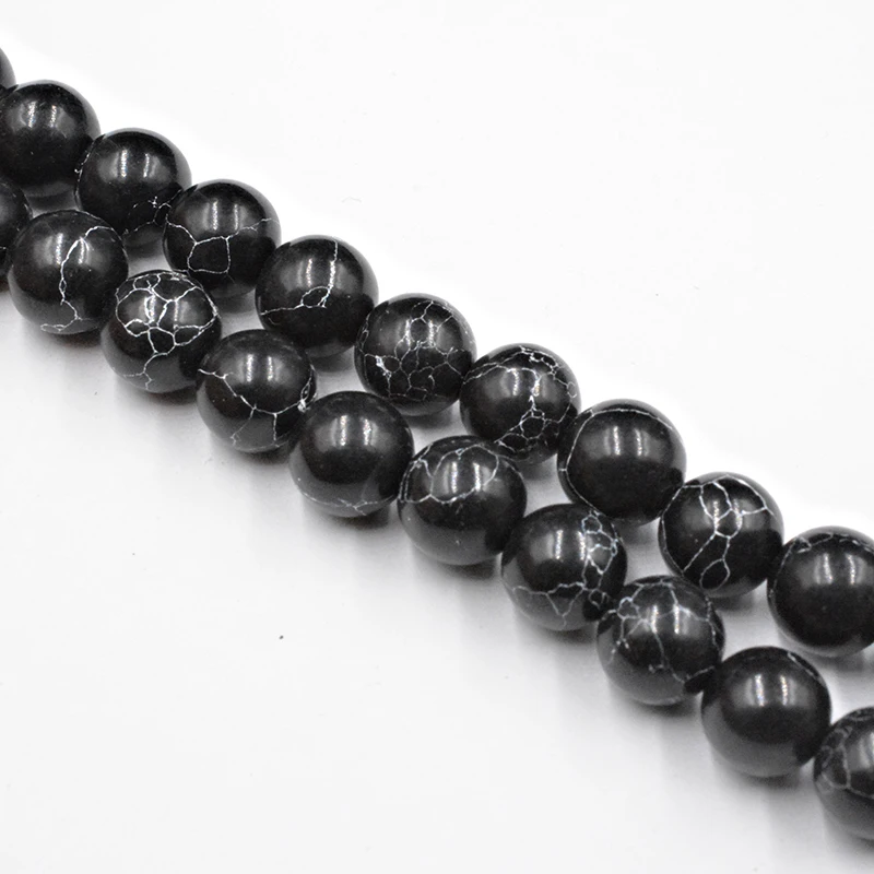 

Natural Stone Black Stone White Texture Beads 4-12mm Loose Beads for Jewelry Making Charm Necklace DIY Fashion Free Shipping