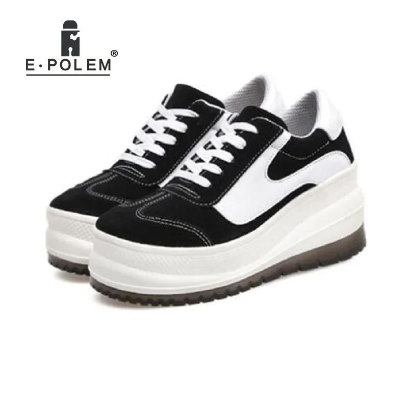 Vache De À Laid Ronde Moment Semelles Peau forme Bandeau Épaisses Plate Noir Harajuku Rétro Chaussures Qualité Casual Augmenter 54xUUwZIdq