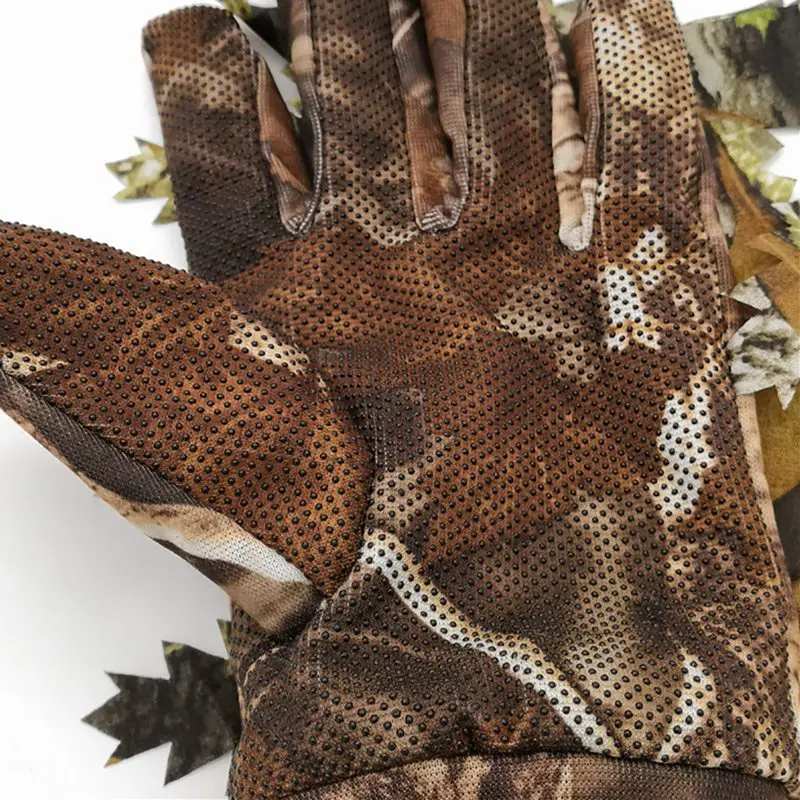 Наружные охотничьи камуфляжные дышащие перчатки 3D листья полный палец дышащая ручная одежда для фотосъемки
