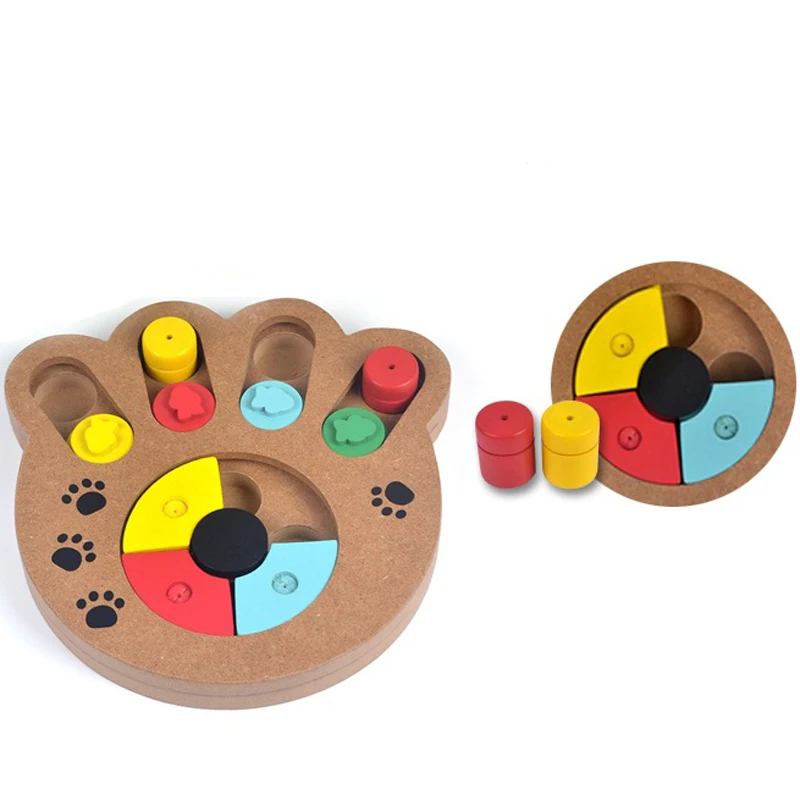 Интерактивные игрушки для собак, кормовая еда, обработанная деревянная игрушка для собак, Экологичная игрушка для домашних животных, обучающая игрушка-головоломка для домашних животных
