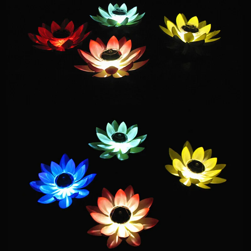 Солнечная Светодиодная лампа в виде цветка лотоса водостойкий открытый плавающий пруд ночной Светильник для сада бассейн вечерние украшения сада
