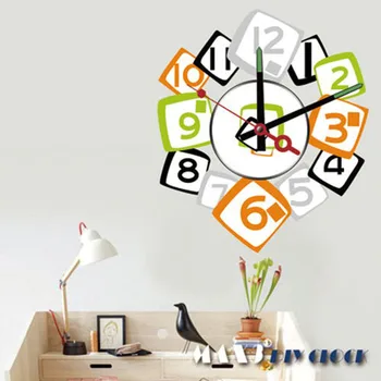 

1x Wholesale Large Frameless DIY Wall Stickers Clock Creative Fashion Squared Digits Room Decor Removable Mural Art 10A232 MAX3
