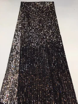 

african lace fabric 2019 high quality lace french mesh fabric beaded sequins nigerian lace fabrics for wedding dress RF320