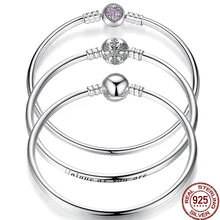 Pulseira, 925 пробы, серебряный, снежинка, сердце, звезда, голубой глаз, Femme, змеиная цепочка, браслеты, для женщин, подарок на день Святого Валентина, ювелирные изделия