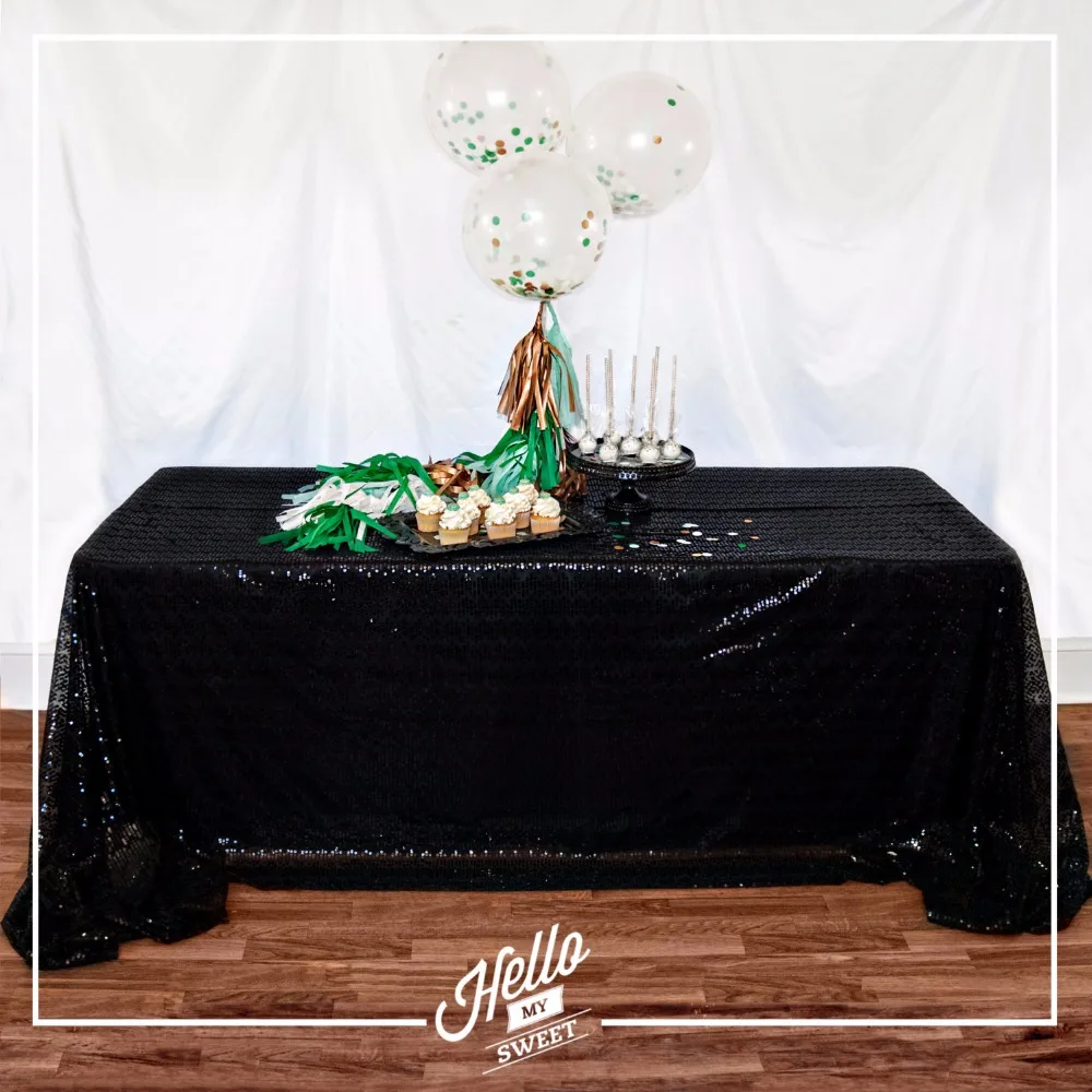 

Wholesale 10PCS Black Sequin Tablecloth Wedding Cake Tablecloth Rectangle Sequin Table for Wedding Decoration90x156inch