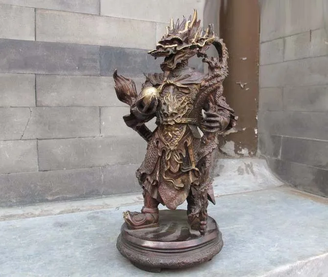 

17"China myth Red Bronze Special Dragon King God Buddha statue free shipping