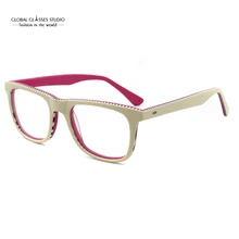 Новая мода Досуг квадратный бежевый полоса ацетат женские очки BG1908