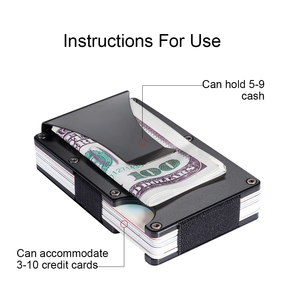 NewBring Metal Mini Money Clip Brand Fashion Black White Credit Card ID Holder With RFID Anti-chief Wallet Men 13