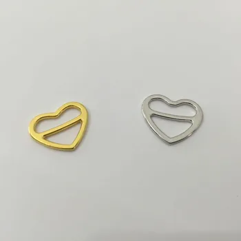 

1000 pcs / lot Zinc alloy gold plated bra sliders heart shape bra strap adjusters free shipping